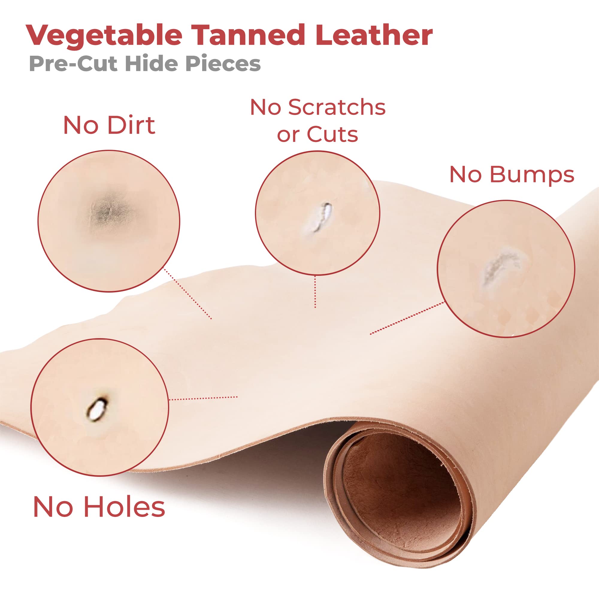 ELW Vegetable Tanned Leather Shoulder Pre-Cut 4-6 SQ FT | 8-9 oz. (3.2-3.6mm) Full Grain Leather Cowhide Craft Hobby Workshop Tooling, Repair, Carving, Dyeing, Engraving, Wet Molding