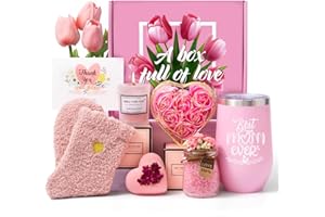 HENINIY Mothers Day Gifts for Mom from Daughter Son, Birthday Gifts for Mother, Gift Basket for Mom, Self Care Gifts Cheer Up Gifts for Mom with Soap Flower Tumbler