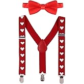 IBTOM CASTLE Baby Boys Y Back Adjustable Elastic Suspender Strong Sturdy Clip-on Braces Pre tied Bow Tie Perfect for Tuxed
