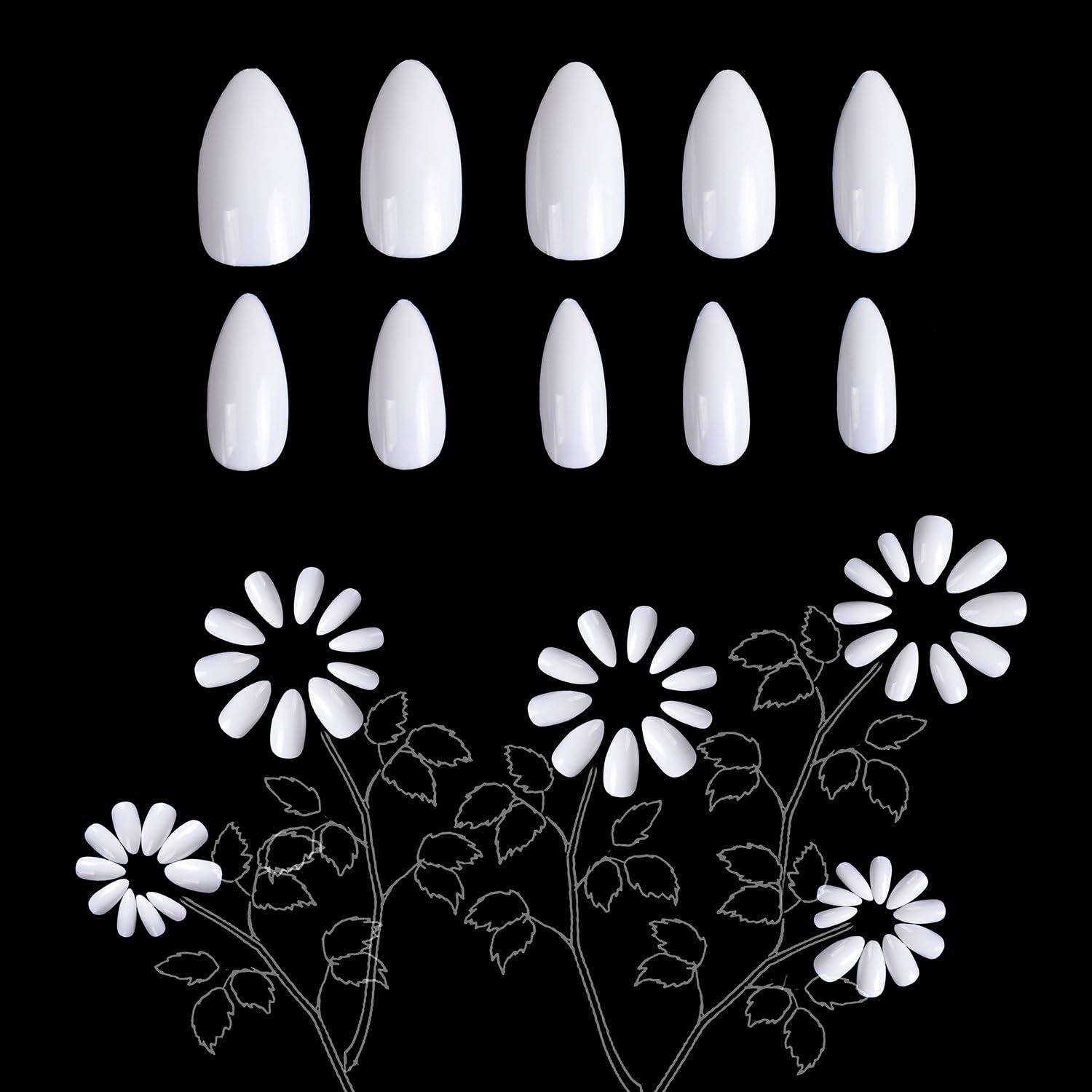 HLSK Stiletto Nails Acrylic Nail Tips Natural Fake Nails Long Claw Nails For Women Teens Girls 500 PCS