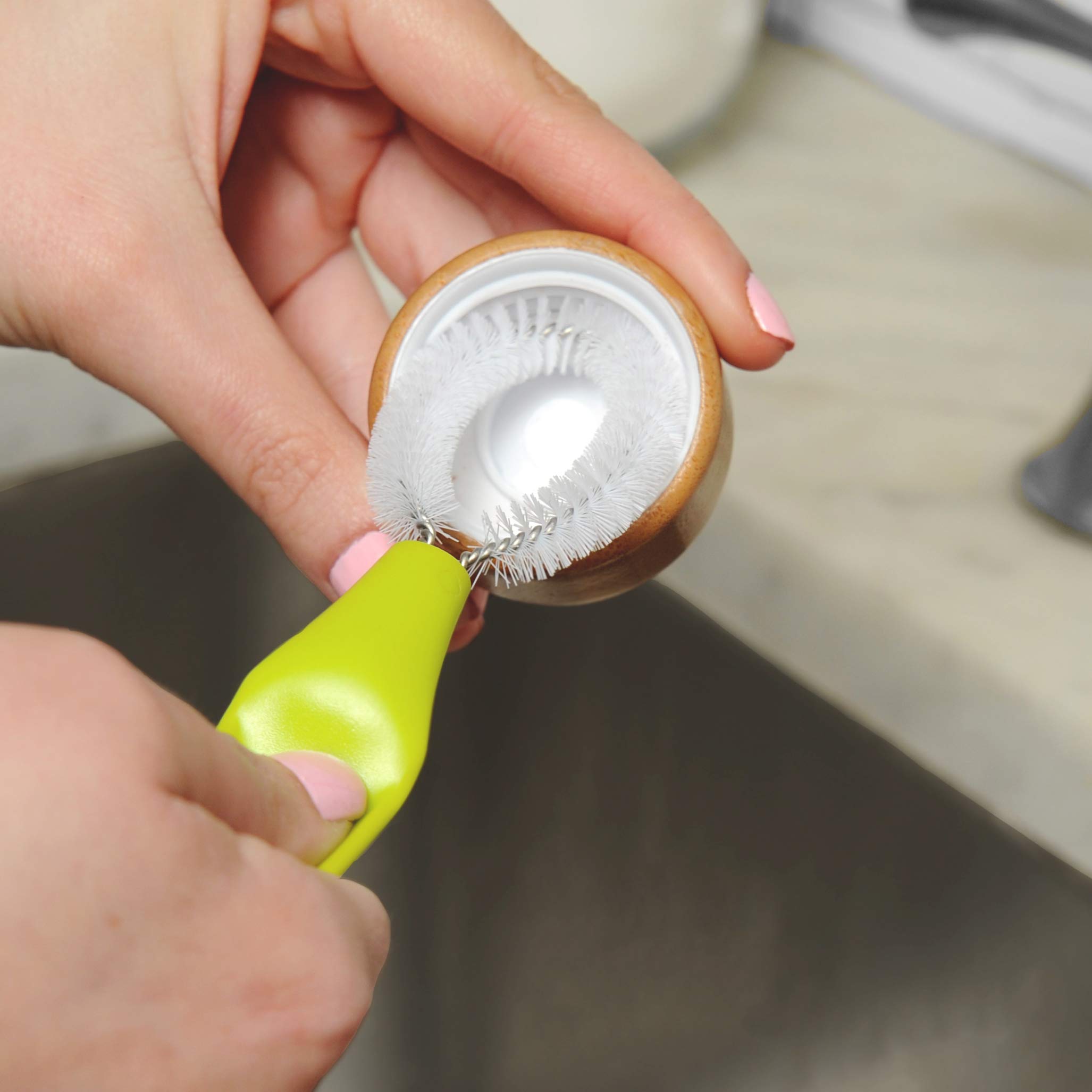 Full Circle Little Sipper, Bottle and Straw Cleaning Brush Set, Sizes for Both Narrow & Wide Straws, Green