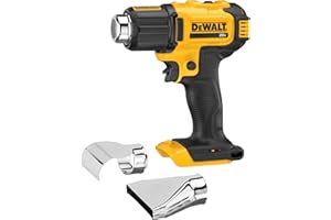 DEWALT 20V MAX Heat Gun, Cordless, Up to 990 Degrees, 42 Minutes of Run Time, LED Light, Heatgun with Flat and Hook Nozzle Attachments,Tool Only (DCE530B)