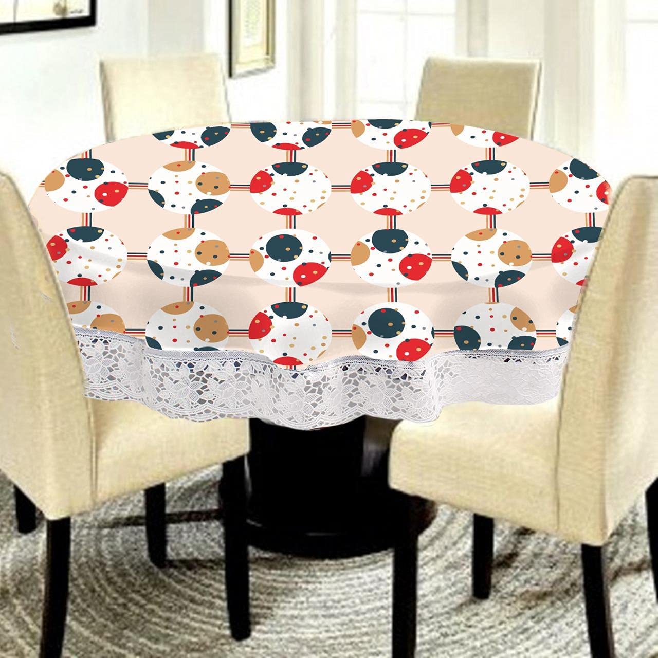 Buy GOLDZEN Printed Round Table Cover Laminated PVC Dining Tablecloth