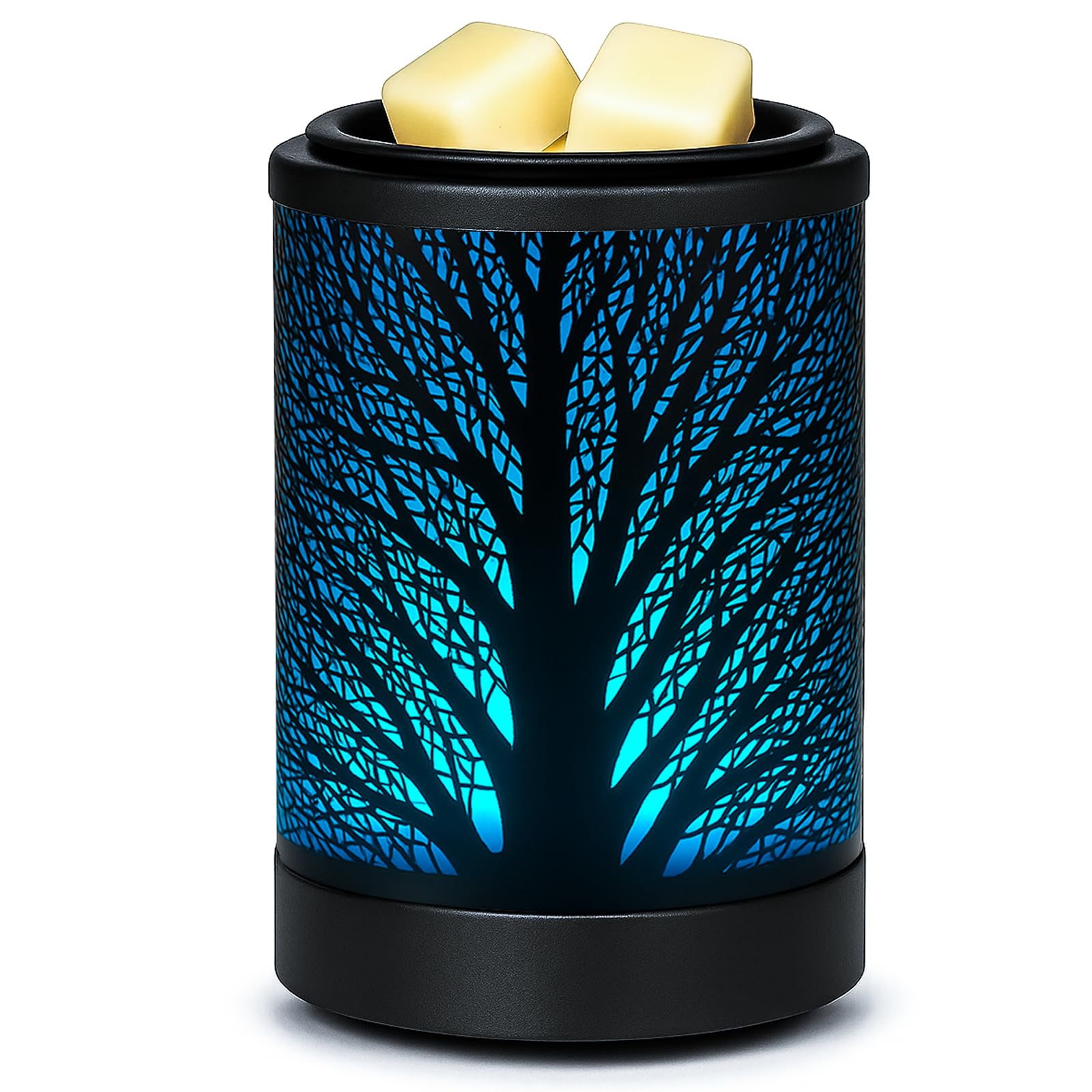 MeplLivs Wax Melt Warmer Electric Wax Warmer PTC Heating Plate with 7 Colors LED Changing Light Reusable Silicone Fragrance Warmer for Home Office Gifts & Decor