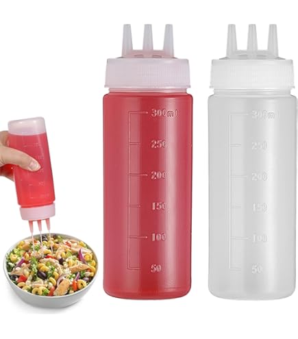 thumbnail image 2 of Oil Bottles For Kitchen Deesoo Condiment S 3 Hole 2 Pcs, 650ml/22oz Plastic S For Thick Sauce Ketchup Mustard Syrup BBQ, Squirt Bottles For Kitchen Arts And Crafts, Food Grade Squeeze Bottle 2 of 14