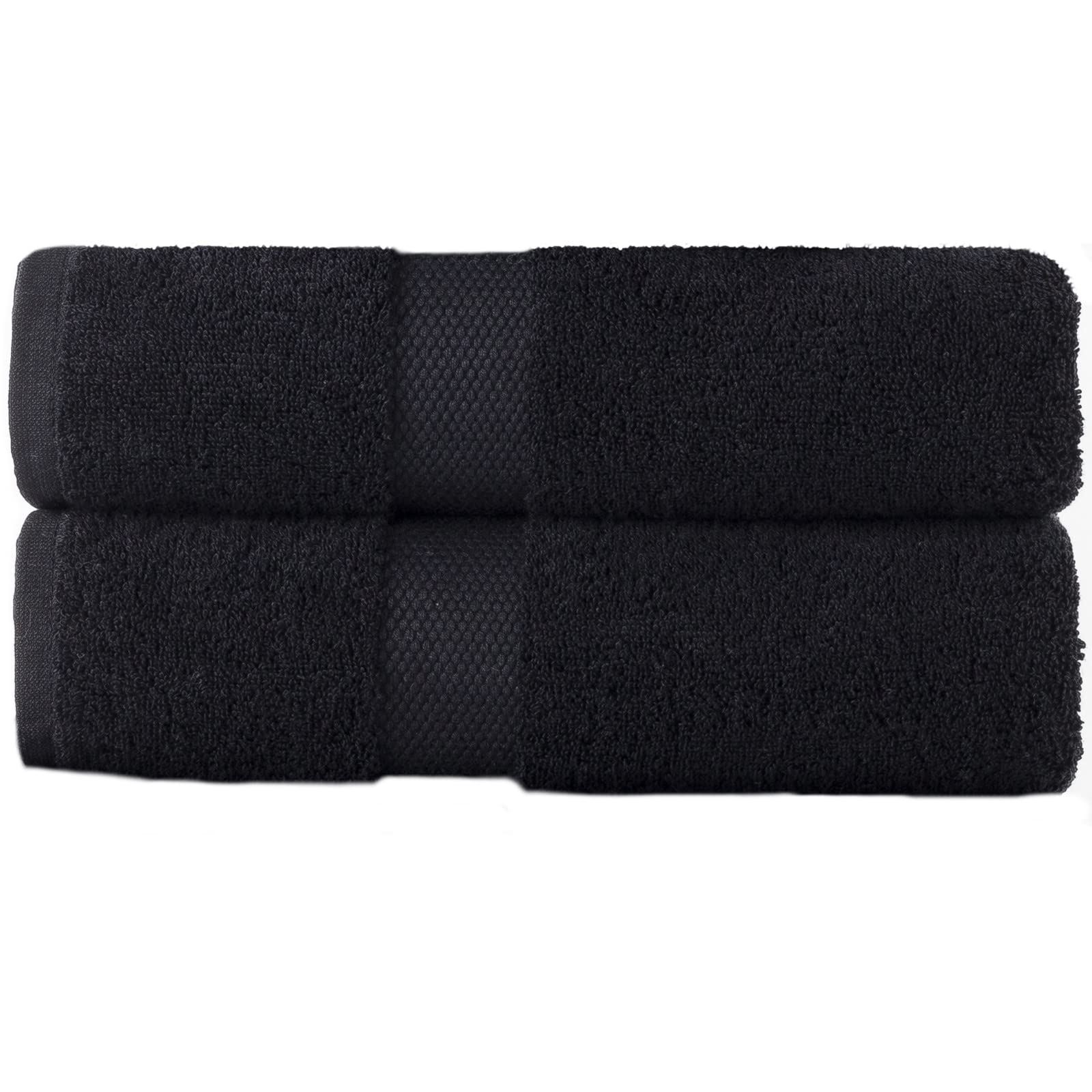 Sue Rossi 100% Egyptian Combed Cotton Hand Towels, Pack Of 2, Very Soft & Absorbent, Quick Dry 600gsm Thick Bathroom Or Kitchen Towel Set. (Black)