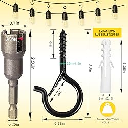 Hooks for Outdoor String Lights, 52 Pack Screw