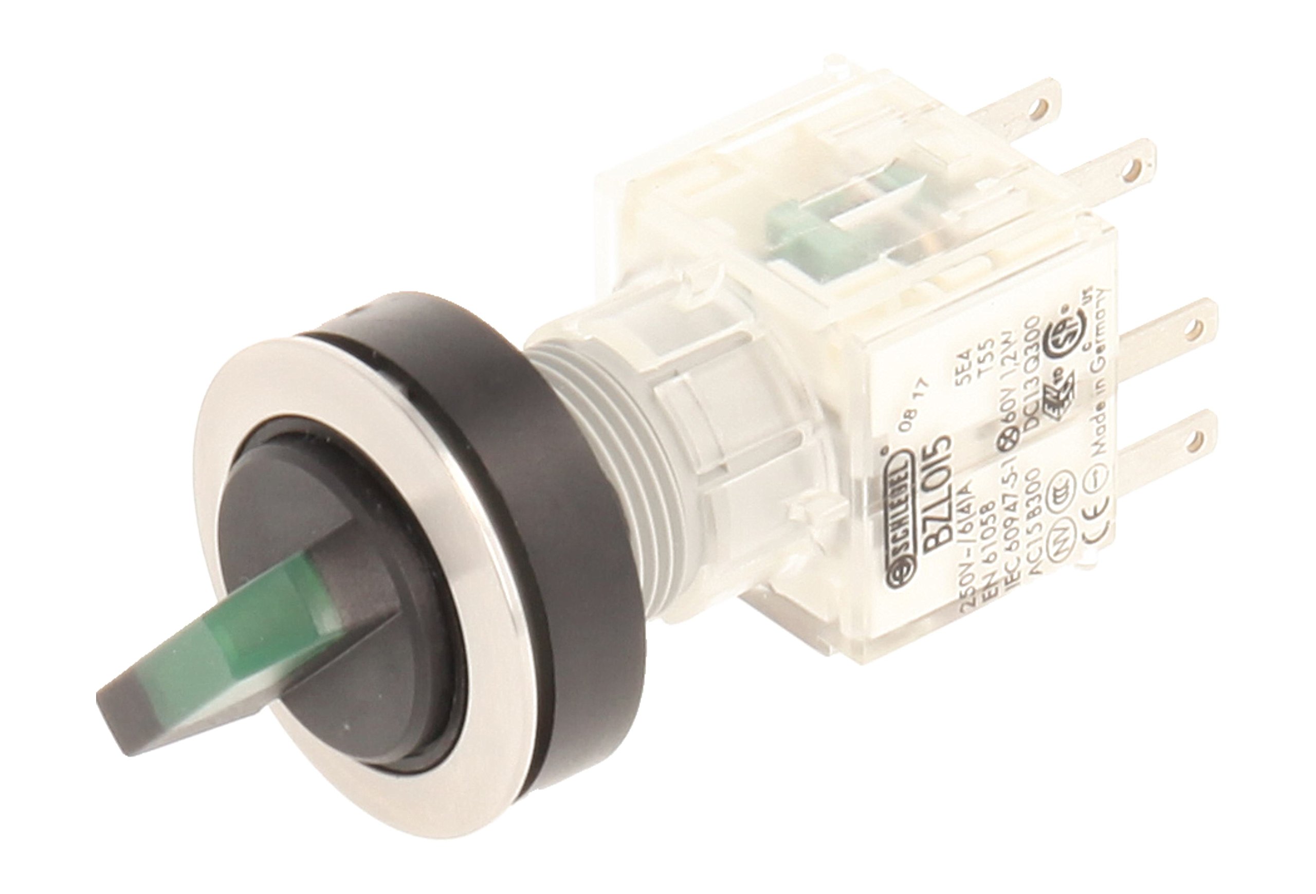 Club Selector, rastend, Stainless Steel, 23.001.292 2 Positions Momentary Contact Transmitter 1 Closer + 1 opener with t5,5 K LED 24 V GREEN LAMP SOCKET (Pack of 2)