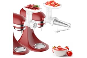 COFUN Meat Grinder for Kitchenaid Mixer, Fruit and Vegetable Attachment Strainer for Kitchenaid, Includes Meat Grinder, Strainer Attachment and Sausage Stuffer Tubes for Kitchenaid Mixer Attachments, White