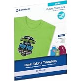 PrintWorks Iron on Heat Transfer Paper for Inkjet Printer - Printable Heat Transfer Vinyl for Dark Fabric (Printable HTV) - 8.5" x 11" - 20 Sheets - Made in The USA - Iron on Vinyl (00545)