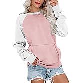 Ovanviso Womens Long Sleeve Sweatshirt Casual Crewneck Cute Pullover Tops Lightweight Sweatshirt with Pocket 2026
