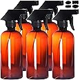 Youngever 5 Pack Empty Amber Plastic Spray Bottles, 16 Ounce Refillable Container for Essential Oils, Cleaning Products, or Aromatherapy, Trigger Sprayer with Mist and Stream Settings