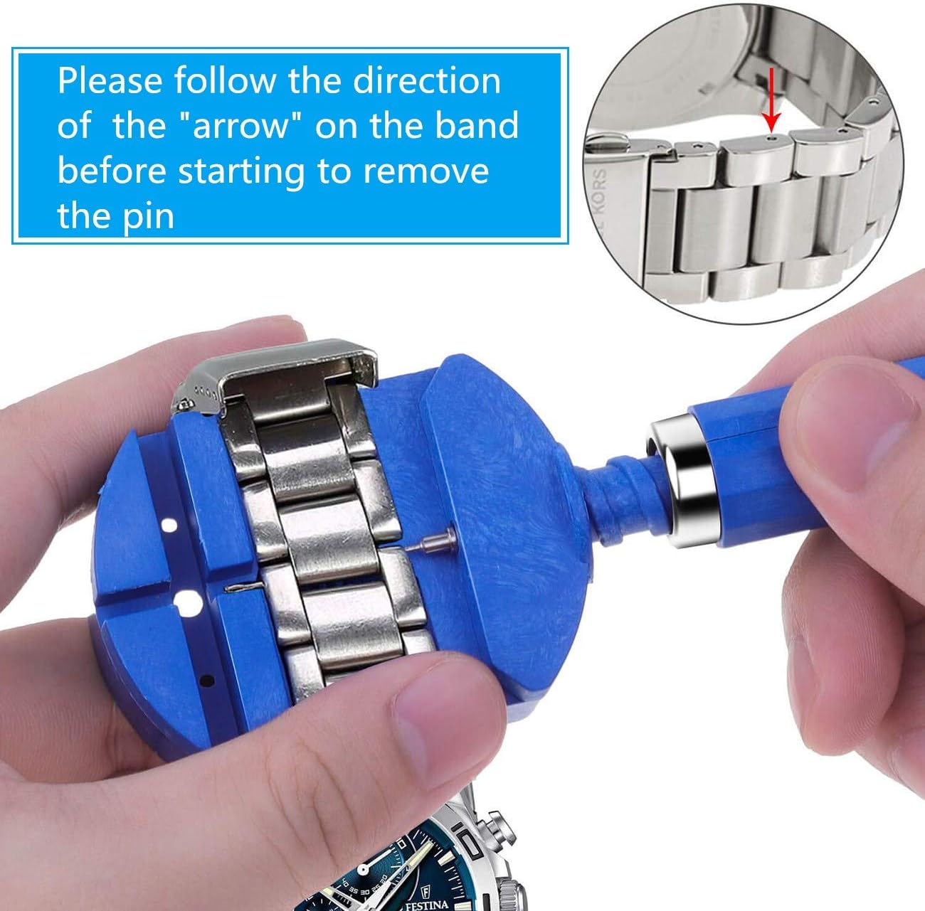 Junp Watch Repair Kit, Watch Band Strap Link Pins Remover Repair Tool Set，Watch Battery Replacement Tool Kit with Carrying Case: Home Improvement