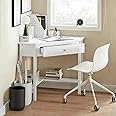 Haotian Small Corner Desk, Triangle Computer Desk with Drawer and Ladder Shelf, Home Office Writing Vanity Table, White FWT31-W