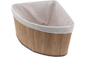 DIYEAH Corner Shelf Organizer Basket with Removable Liner, Natural Color Woven Triangle Storage Bin 29cm