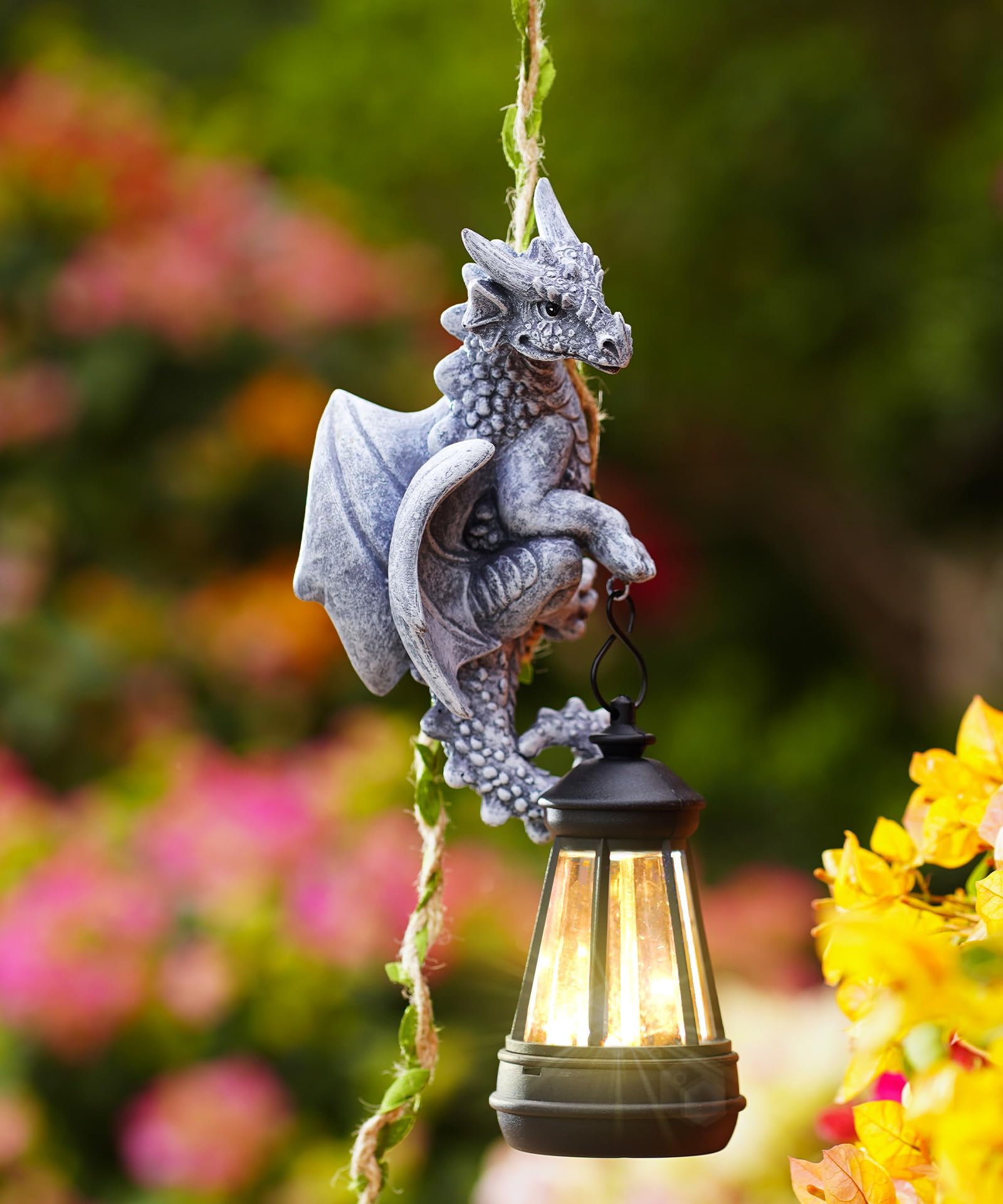 Photo 1 of ***STOCK PHOTO FOR REFERENCE ONLY*** Nacome Dragon Outdoor Statues for Garden: Outside Hanging Climbing Sculptures with Lantern Decor for Yard Art Porch Balcony - Birthday Gifts for Grandma Mom Women