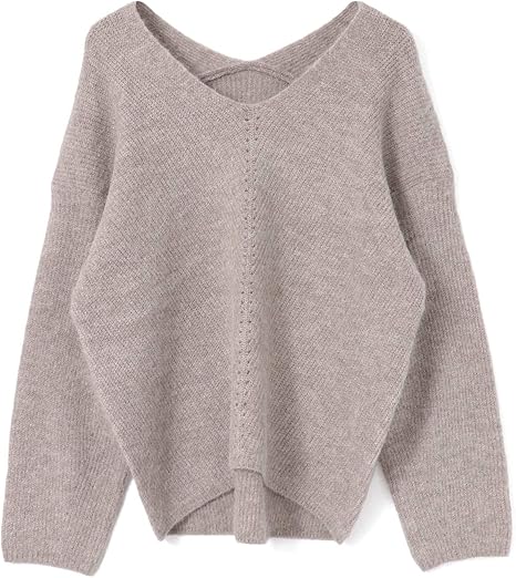 Amazon センスオブプレイス ニット セーター アルパカvネックルーズコクーンセーター レディース 07 22c110 L Gray Free セーター 通販