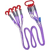 Kivomot 10ft (3m) Polyester Lifting Sling with G80 Hooks and Rings – 4 Ton Capacity, 6:1 Safety Factor, Heat Treated and Painted, Heavy Duty, Ideal for Construction and Industrial Lifting