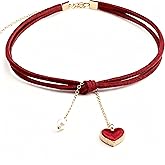 BIIQAKOO Choker Necklace for Women Black Velvet Choker Heart & Cross Gothic Necklace, Punk Classic Rose Jewelry, Valentine’s Day Gift Accessories