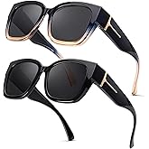 LVIOE 2 Pack Polarized Fit Over Sunglasses for Women Men Oversized Square Over Glasses Sunglasses with UV Protection LS7511