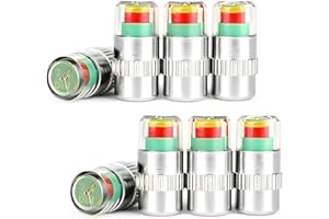 LSKASELUE 8 PCS Tire Pressure Monitor Valve Stem Caps, 2.4 Bar 36 PSI Tire Valve Covers 3 Colors Eye Alert Sensor Indicator, 