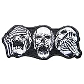 Iron On Biker Patches, Skull Patch, Motorcycle Patches for Vests | Halloween Patches Iron On, 3.54 x 1.57 In Skeleton Patch | Leather Vest Patches, Sew On or Press On for Jackets and Jeans