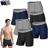 IGOLUMON Mens Underwear, 6 Pack Men's Boxer Briefs Soft Bamboo Rayon Boxers for Men Breathable Underwear Trunks with Fly