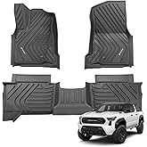 Protimat Floor Mat Custom Fit Tacoma Double Cab 2024 2025 2026, All Weather TPE Floor Mats for Toyota Tacoma 1st & 2nd Row Full Set Cargo Liner(Black)
