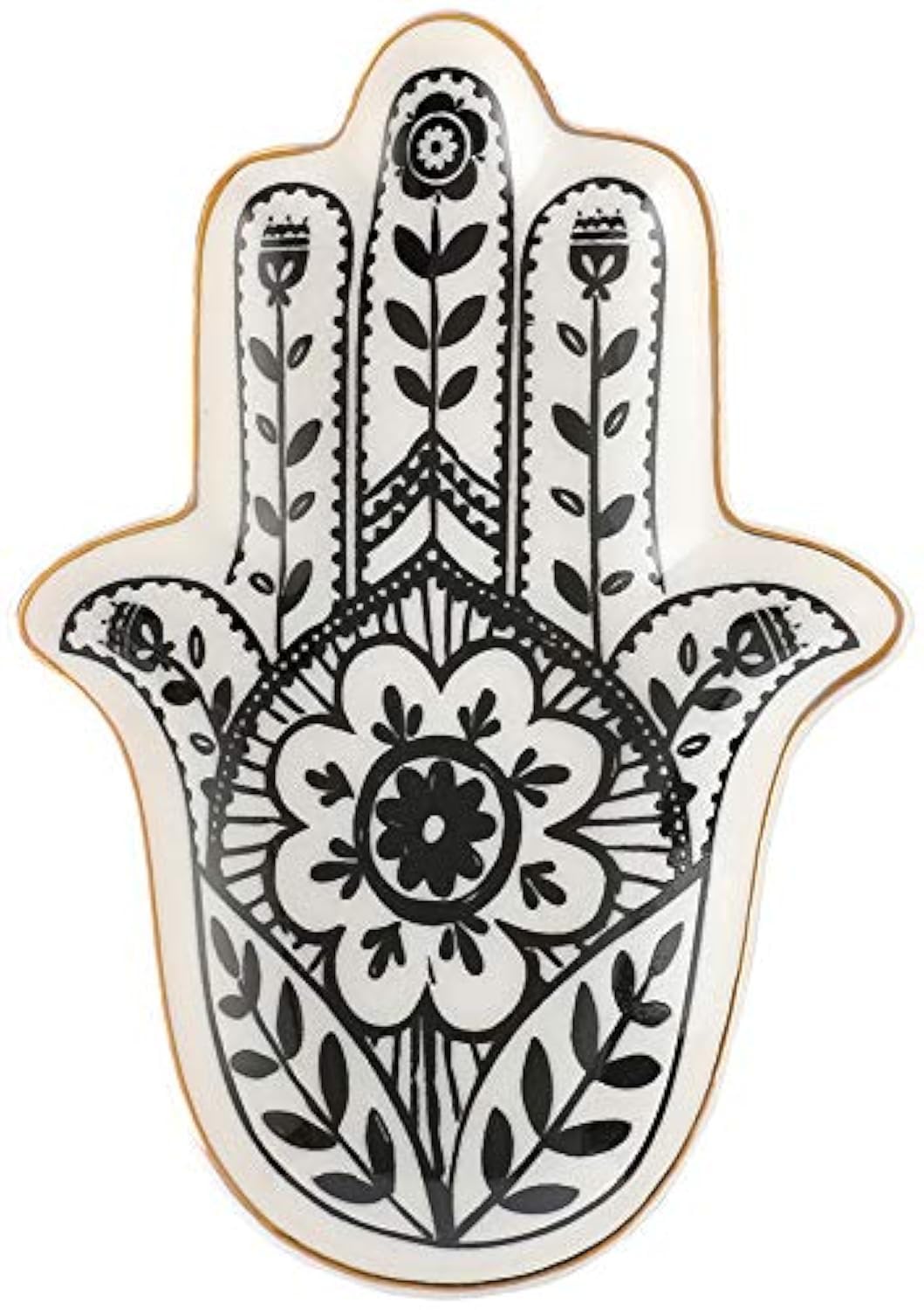 Stephanie Imports Ceramic Hamsa Evil Eye Trinket Jewelry Dish (Small, Black & White)
