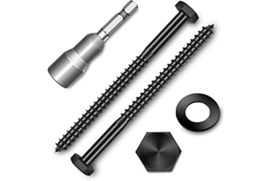 (15-Set) 1/4 x 3-1/2" Lag Screws, Stainless Steel Heavy Duty Hex Head Lag Bolts for Wood, Commercial/Industrial Grade 1/4 Bolts, Mounting Screws Bolts Kit, Black Oxided by Marysino