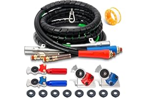 YiaChuii 15ft 3 in 1 ABS & Power Air Line Hose with 37 Degree Emergency Service 2 sets Glad Hands & Glad Hand Grips for Tractor Trailer Semi Truck