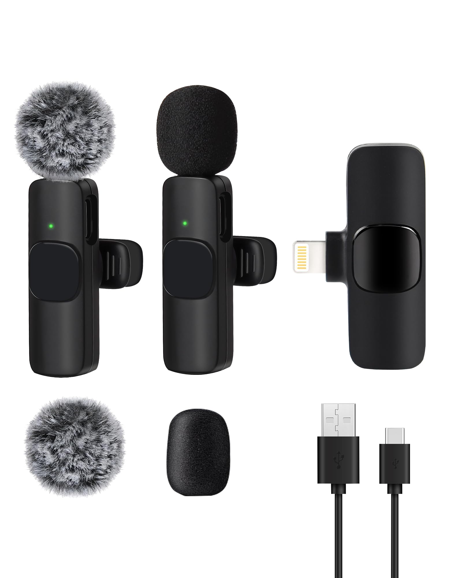 Photo 1 of ???? Professional Wireless Lavalier Microphone for iPhone iPad, Wireless Microphone- 2 Pack Noise Canceling Crystal Clear Recording with USB-C, Live Streaming, YouTube, TikTok