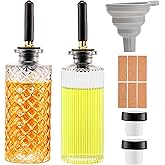 Gegewawa Glass Coffee Syrup Dispenser Bottles Set - 2 Pack, 5 OZ with Metal Pour Spouts and Labels, Perfect for Maple, Honey Syrup & Oil