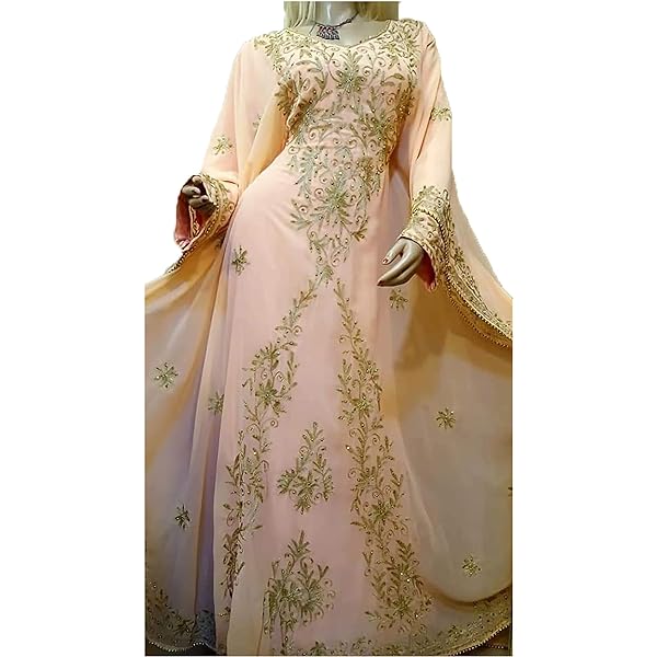 New Moroccan Kaftan Abaya Dress – Long Embroidered Gown With Beaded Details – Fancy Occasion Wear