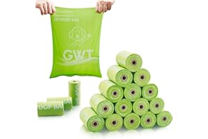 Gold Water Trading GWT 100% Compostable Dog Poop Bags, Leakproof, Unscented, For All Dog Sizes, 9"" x 13"" Bag Size, 15 Bags/Roll, 18 Rolls, 270 Bags, Green