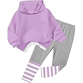 NAPU Girls Clothes Pullover Hoodies Little Girls Clothes 2Pcs Outfits Sweatsuit Striped Leggings Set Fall Winter Outfit 3-8Y