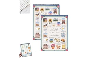 2 Pcs Bucket List Calendar, 2026 Bucket List Spiral Calendar 12 Months Spiral Wire Bound Wall Calendar with Stickers, Bucketl