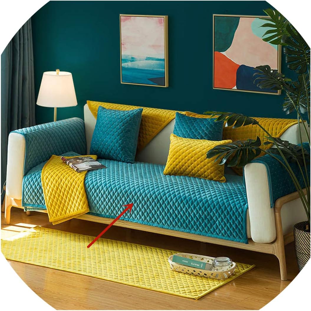 Soft Velvet Sofa Cover Solid Color Sofa Slipcover for