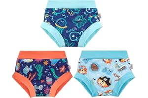 ALVABABY Swim Diapers for Boys 3 Pack Reusable Washable Adjustable for Babies Infants Toddlers Swimming Lesson 3T-4T 3XBS04-3