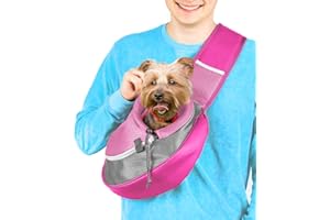 Cuddlissimo! Pet Sling Carrier - Carefully Sized for Teacup & Toy Breed Puppies & Cats (Under 6lb) - Soft Pouch for Small Dogs, Yorkies, Chihuahuas - Ideal for Hands-Free Travel & Walks (Pink)