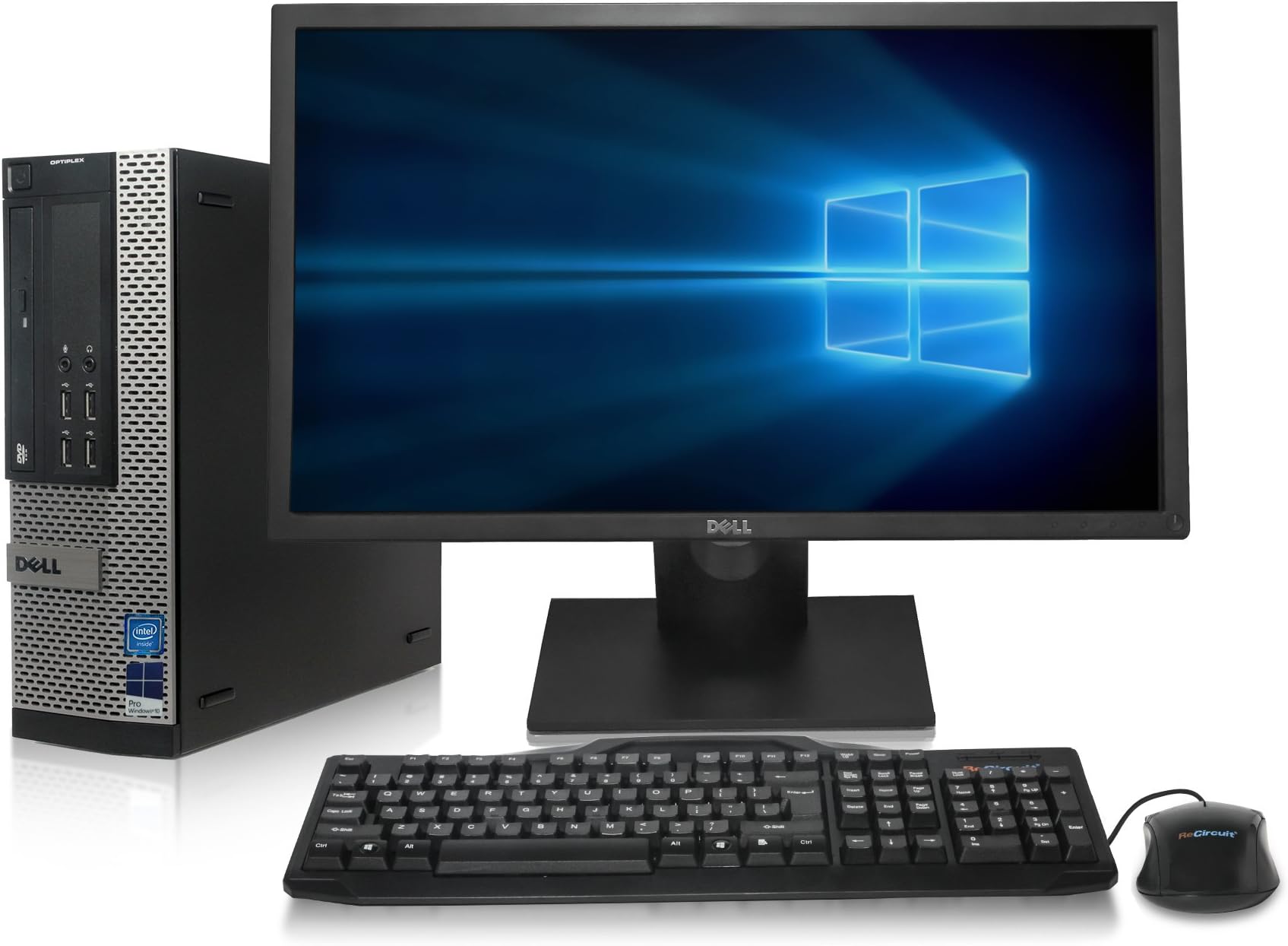 ReCircuit Optiplex 790 Desktop PC - Intel Core i5 3.4GHz, 16GB DDR3, New 500GB SSD, Windows 10 Pro 64-Bit, WiFi, DVDRW + New 24" LCD Monitor (Prepared by ReCircuit)
