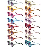 Dunzy 16 Pairs Kids Sunglasses Cute Round Flower Sunglasses Groovy Party Favors for Toddler Girls Boys Beach Party, Aged 3-10