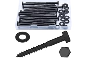 JROUTH 1/4 x 4 (15 Set) Hex Lag Screws, Hex Lag Bolts Heavy Duty Wood Screws Washers Assortment Kit Stainless Steel 18-8 (304)