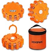 HEIGPAN GP903 LED Road Flares Safety Flashing Warning Lights, Magnetic Base Hook Carrying Bag 9 Flash Modes, for Car Truck Bo