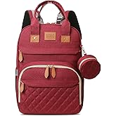 JSTPRO Diaper Bag Backpack, Large Diaper Bag with Changing Station, Baby Bag, New Mom Gifts, Lightweight Waterproof Unisex Diaper Bag with Insulated Pockets and USB Charging Port, Red