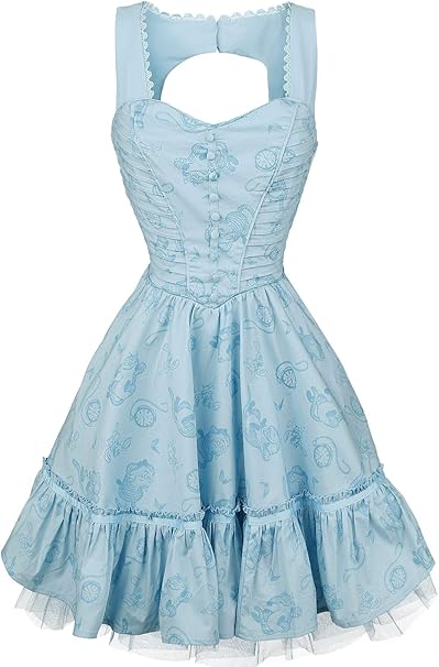 Alice Im Wunderland Hinter Den Spiegeln Alice Classic Frauen Kurzes Kleid Blau Xxl Amazon De Bekleidung
