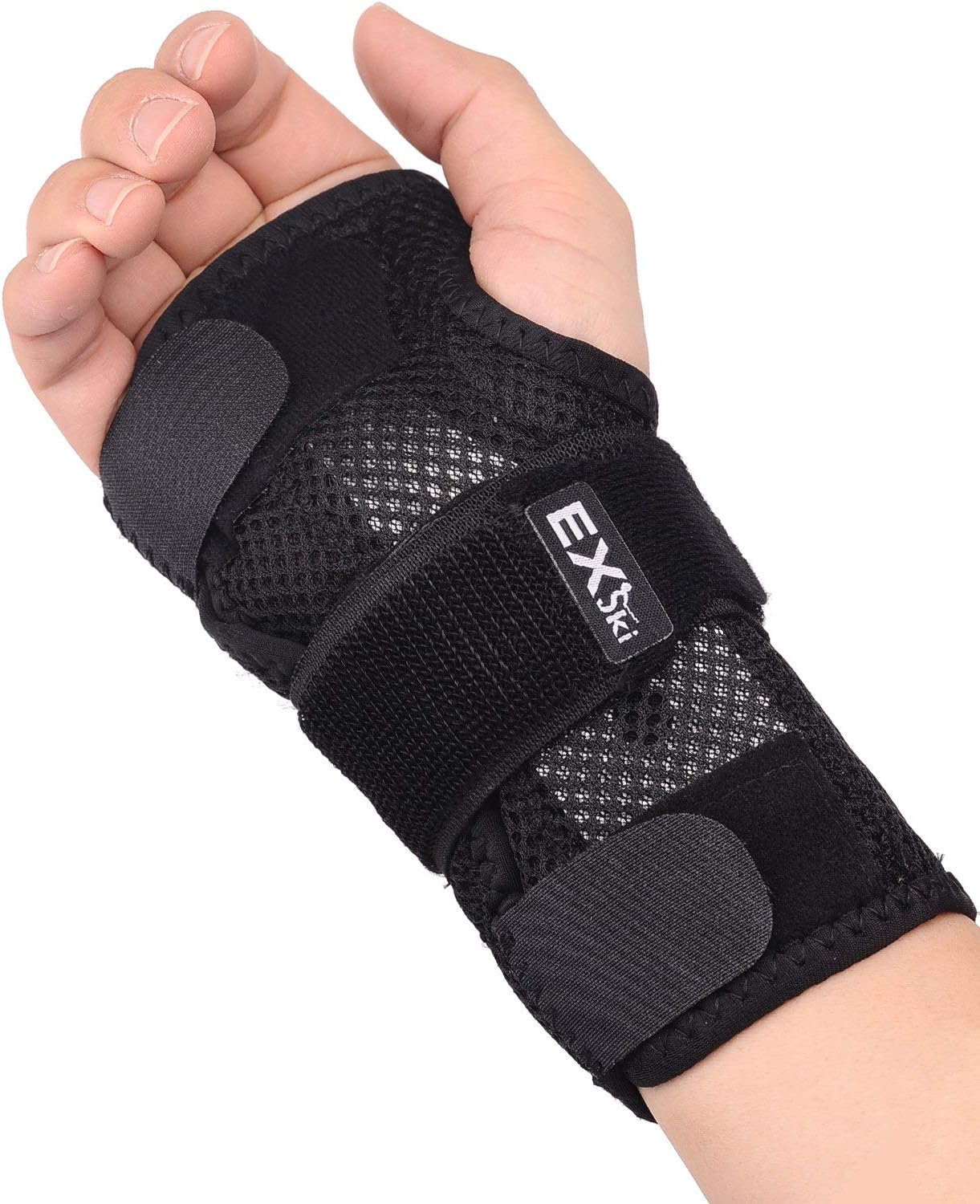 EXski Wrist Brace for Carpal Tunnel, Night Sleep Wrist Support Brace with Removable Metal Splints Right Hand Small