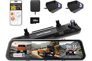 WOLFBOX G900 Tripro Bumper Version 3 Channel 4K Mirror Dash Cam, 8MP STARVIS 2 IMX678 Night Vision, 4K+2.5K+1080P Front and R