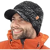 TOP-EX DryKnit™ Waterproof 80% Merino Wool Beanie Hat with Brim – Fleece Lined Ski Cap for Cold Weather & Large Heads