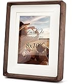LAUBO2 Wooden 8x10 Picture Frames Matted to 6x8 / 5x7 Natural Black Walnut Photo Frame Brown